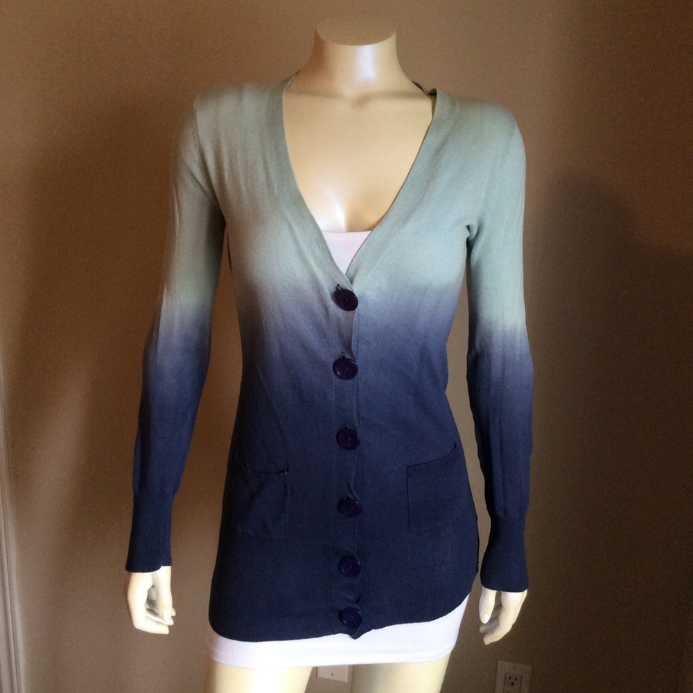 Blue Ombré Button Cardigan
